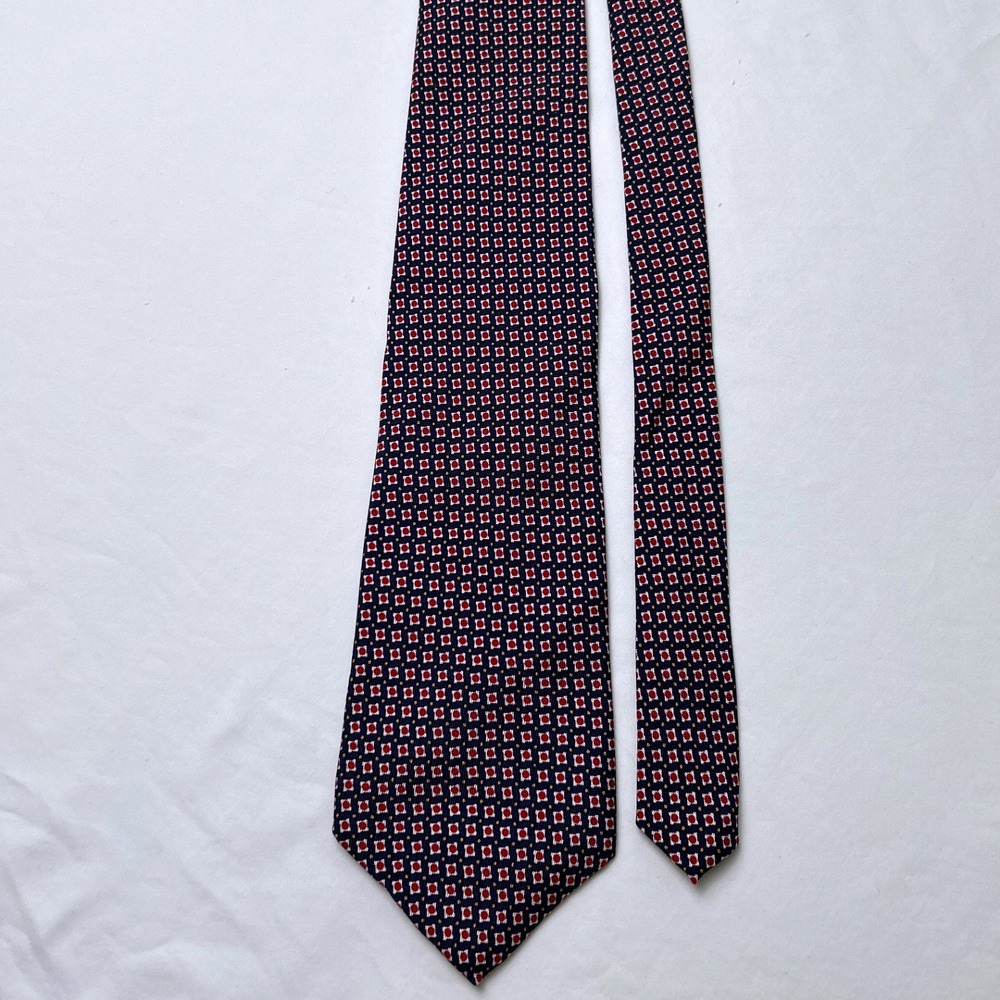 Lauren Ralph Lauren Mens Geometric Silk Medallion Necktie 58" Long Navy Blue Red